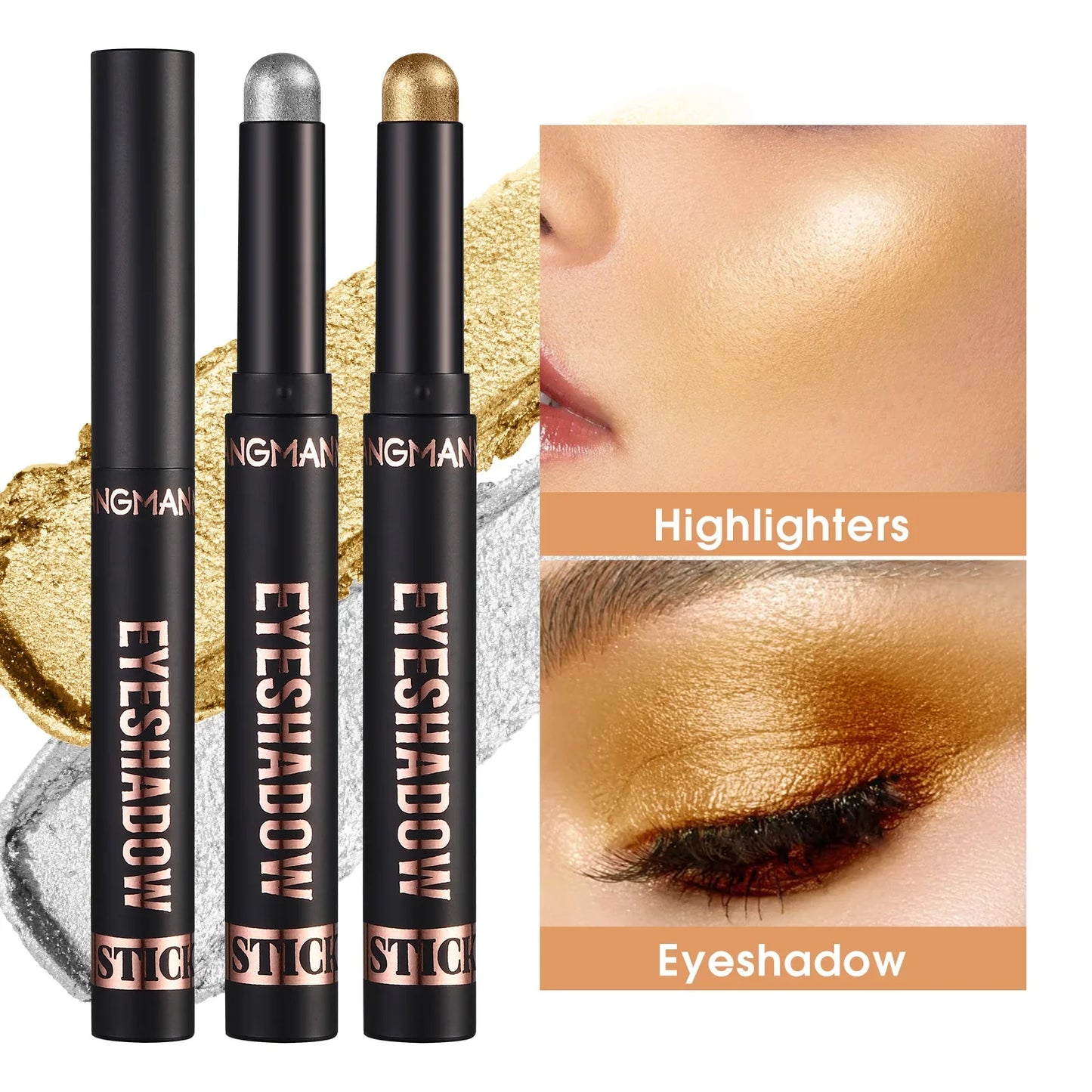 LANGMANNI 16-Color Pearl Waterproof Eyeshadow Stick – Long-Lasting Color & Face Highlight