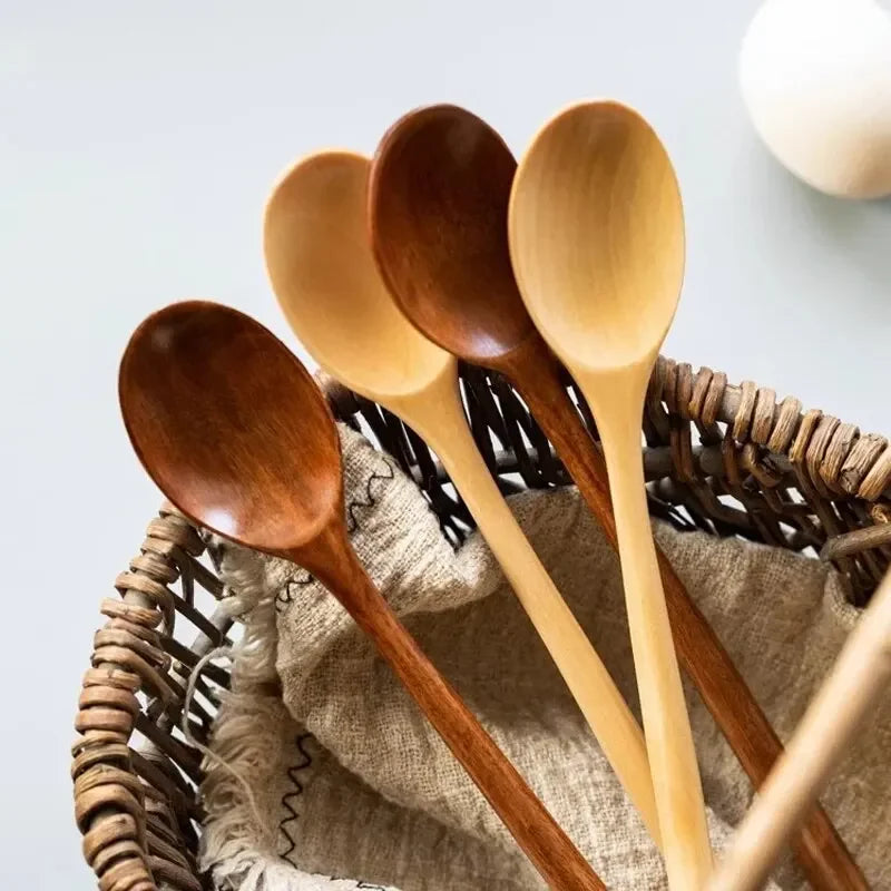 5/6PCS Nanmu Wooden Spoon Set – Japanese Style Kitchen Utensils, Tableware Cutlery for Festival & Dinnerware Gift
