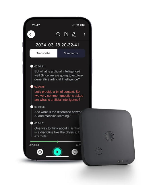 AI Voice & Call Recorder – Speech-to-Text & Summarization, 100 Languages Support, 64GB Storage