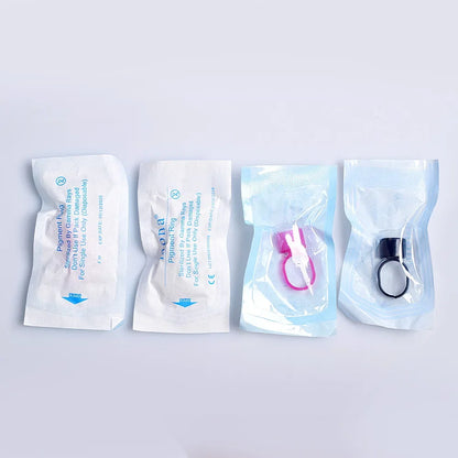 100PCS Tattoo Ink Ring Cups with Sponge – Microblading Pigment Holders, Permanent Makeup Tool Accessories