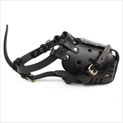 Leather Dog Muzzle Mask - Breathable Anti-Bite Training Cage for German Shepherd, Doberman & Small/Large Dogs
