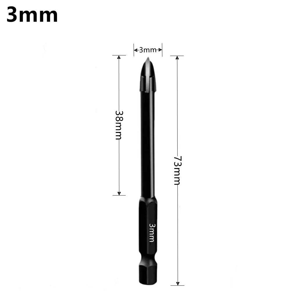 Cross Hexagonal Ceramic Tile Drill Bit – Alloy Triangular Glass, Ceramic & Concrete Hole Opener, Sizes 3-12mm