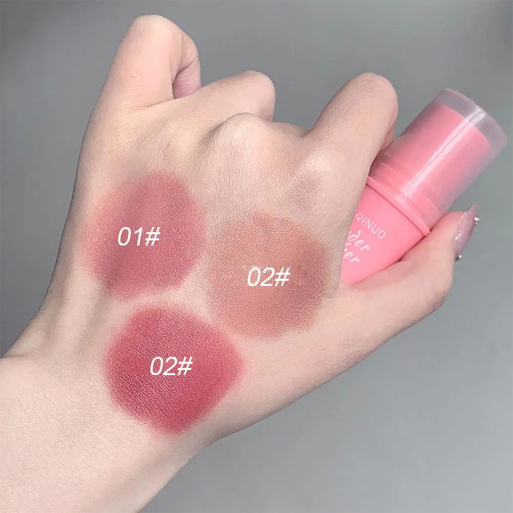3-in-1 Monochrome Blusher Stick - Cheek & Lip Tinted, Durable Matte Rouge Powder for Natural Contour & Makeup Cosmetics
