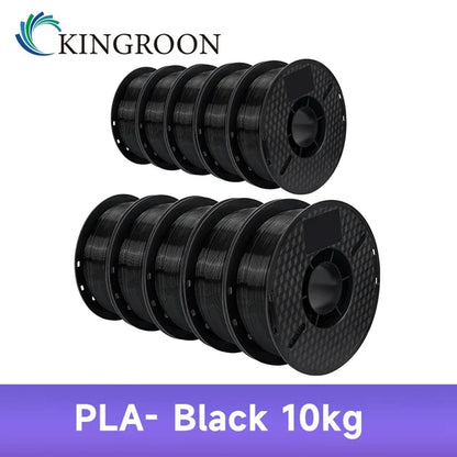 KINGROON 10KG PLA/ABS/PETG Filament 1.75mm – 10 Rolls Black, White, Gray for 3D Printing