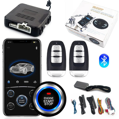 Universal Car Remote Start Stop Kit – Bluetooth Mobile App Engine Start, Keyless Entry, PKE Alarm & Trunk Control System