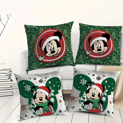 Disney Mickey Mouse Christmas Pillowcase - Festive Sofa Cushion Cover for Living Room and Home Decor