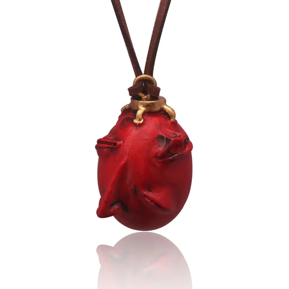 Anime Red Egg Pendant Necklace - 3D Resin King Cosplay Necklace & Gift Accessory