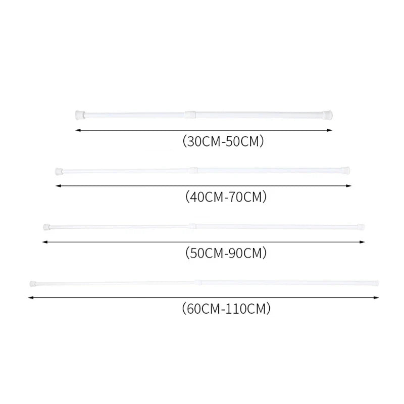 30-110CM Telescopic Curtain Pole - Multi-Purpose Spring Loaded Extendable Tension Rod for Net, Voile, and Curtain Rails