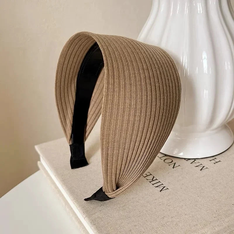 New Soft Wide Knitting Cotton Hairbands for Women & Girls – Korean Solid Turban with Teeth, Head Band Headwear Accessories