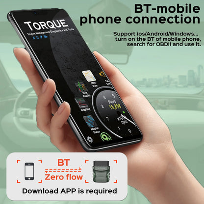 Bluetooth OBD2 Scanner - OBDII/EOBD Car Code Reader with Reset Diagnostic Tool