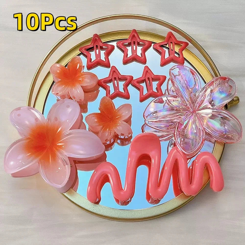 18Pcs Egg Flower Hair Clips | Gradient Candy Color Flowers, Shark Clips for Daily Ponytail Styling