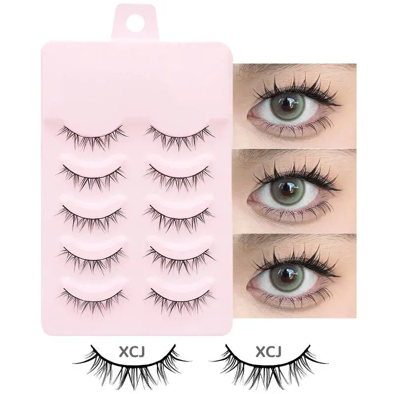 DINGSEN 5 Pairs Manga Style False Eyelashes — Soft, Natural, Long Anime Wispy Strip Lashes for Makeup