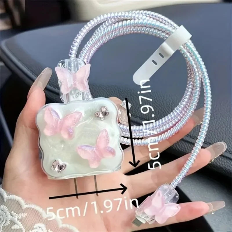 Butterfly Charging Cable Protector Case – Anti-Break Fast Charge Cable Guard for iPhone 18W/20W Data & Charger Protection Rope