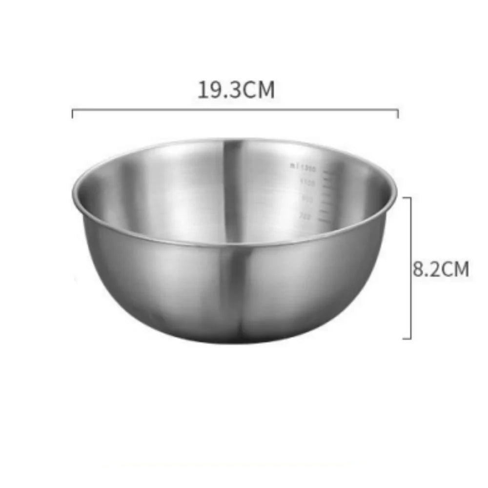 Stainless Steel Mixing Bowl Set (1–3 pcs) with Measurement Scale – Large Capacity Cooking, Baking & Food Storage Bowls for Kitchen Essentials