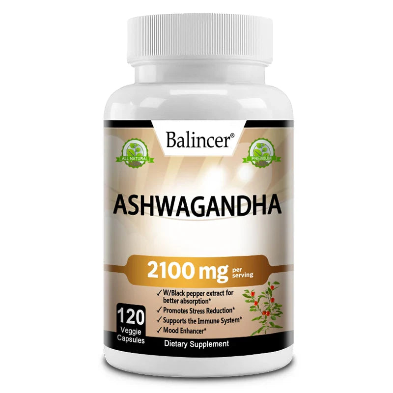 Organic Ashwagandha 2100mg – Stress Relief, Mood Boost, Immune & Thyroid Support Supplement