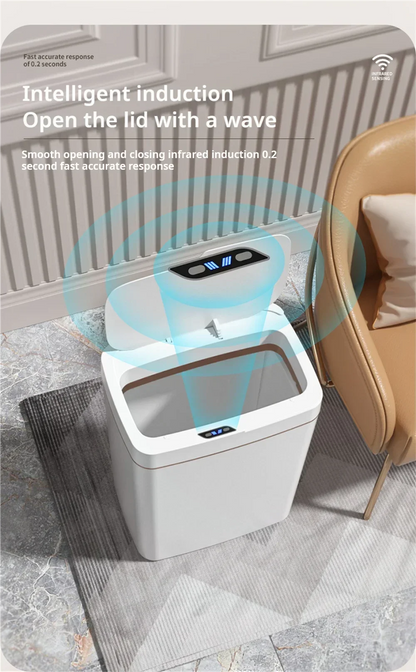 15L Smart Sensor Trash Can – Non-Contact Automatic Bagging Electronic Trash Bin for Smart Home & Bathroom, White