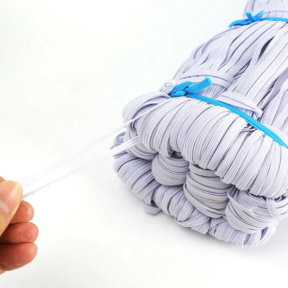 White/Black Flat Elastic Bands - Rubber Band Cloth Garment Tape for DIY Sewing, Stretch Rope Sizes 3/4/5/6/8/10MM