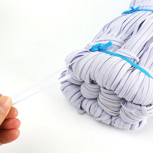 White/Black Flat Elastic Bands - Rubber Band Cloth Garment Tape for DIY Sewing, Stretch Rope Sizes 3/4/5/6/8/10MM