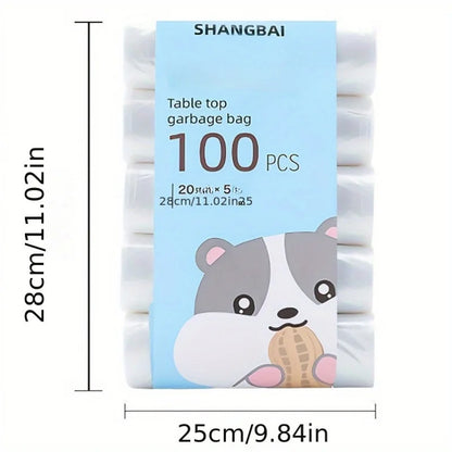 100PCS Mini Garbage Bags – Thick Disposable Plastic Trash Bags for Desktop, Household & Car Use