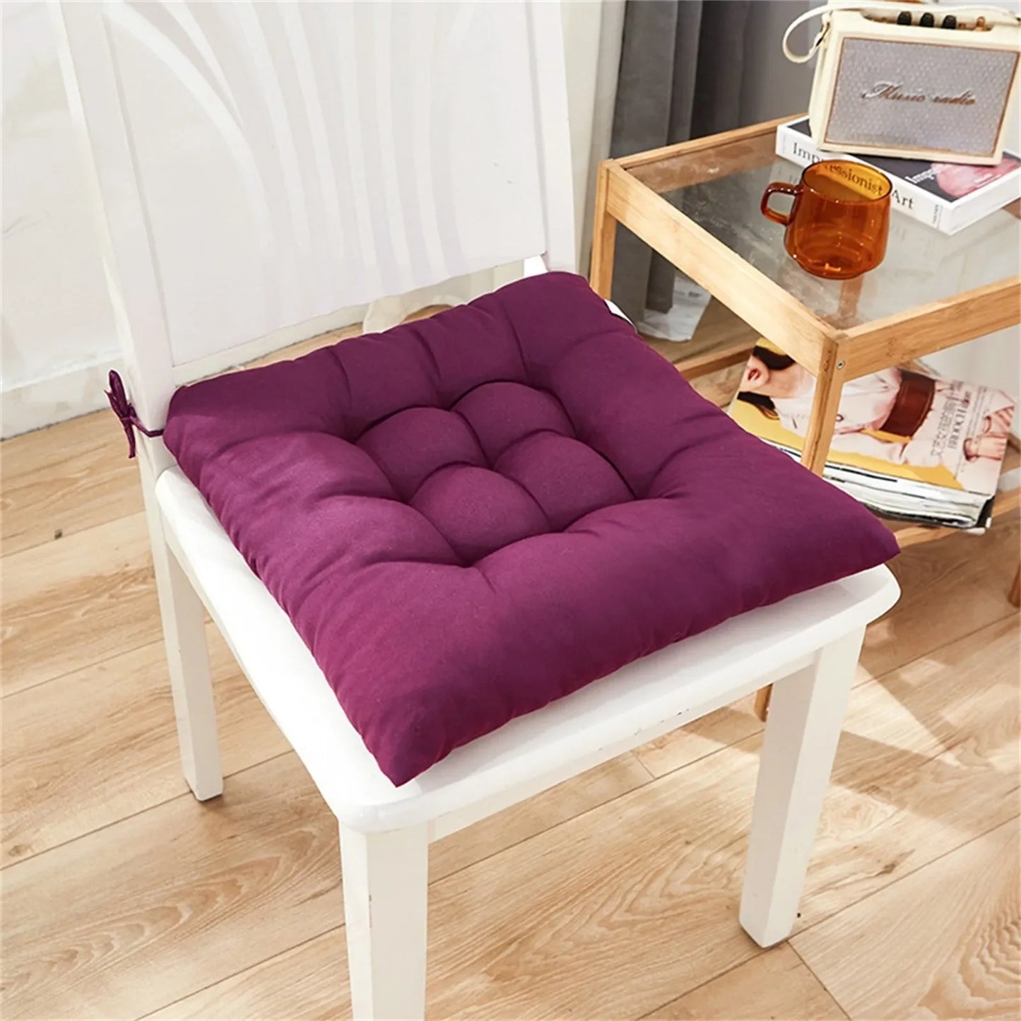 Solid Square Chair Cushion – Soft Cotton Upholstery for Office, Home, Car, and Garden Sun Lounge Seat