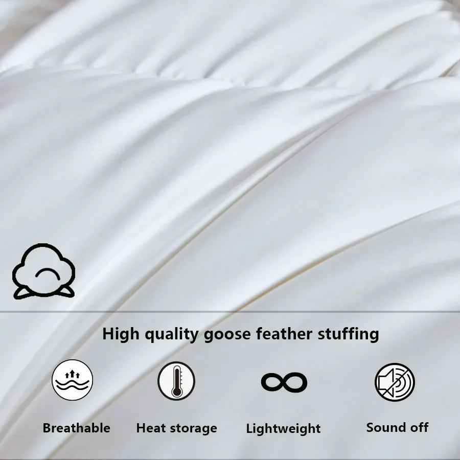 Winter Cotton Goose Down Quilt – Super Soft Fluffy Duvet for Queen & King Size, Four Seasons Blanket 220x240