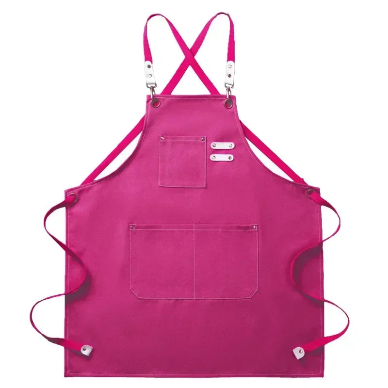 New Fashion Canvas Kitchen Apron – Unisex Chef Work Apron for Grill, Restaurant, Bar, Shop, Cafes, and Beauty Nail Studios