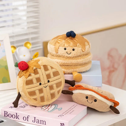 Cute Dessert Plush Toys – Soft Cake, Waffle, Pancake, Macaron, Éclair Stuffed Dolls for Kids Gift & Home Decor