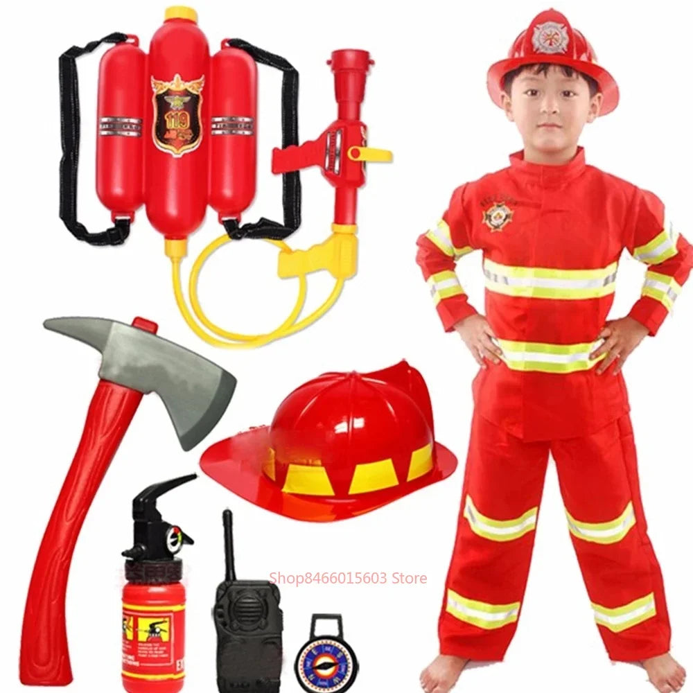 Kids Firefighter Costume – Halloween Sam Fireman Uniform Role Play Outfit for Boys Party & Cosplay Gift