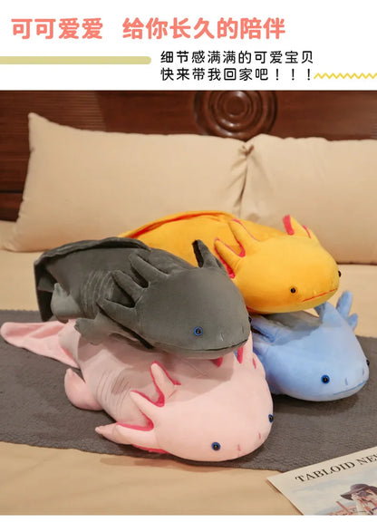 Kawaii Colorful Newt Plush Toy — 23-80cm Cute Axolotl Salamander Stuffed Animal, Fuzzy Long Pillow Cushion for Kids Gift