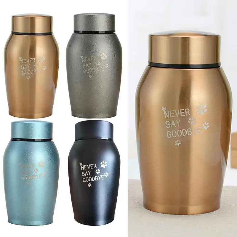Multi-Colored Stainless Steel Pet Urn – Dog, Cat, Bird, Mouse Cremation Ashes Jar, Sealed Memorial Souvenir
