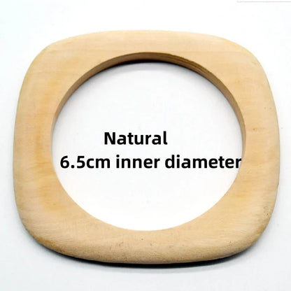 Women’s Elegant Natural Wood Square DIY Bracelet — Coffee Geometric Wooden Bangles Gift for Ladies