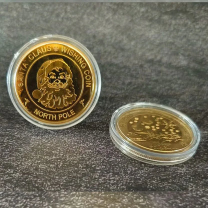 Merry Christmas Wishing Coin – Metal Commemorative Gift for Kids Xmas Eve Holiday Present