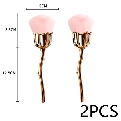 Rose Nail Dust Brush - Soft Manicure & Nail Art Cleaning Brush