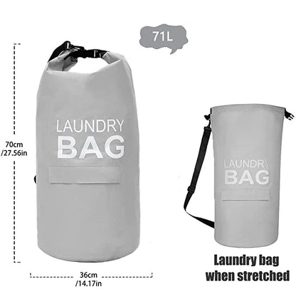 71L Laundry Backpack Hamper — Large Oxford Laundry Bag with Adjustable Shoulder Straps & Pocket