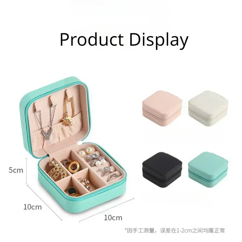 Mini Portable Jewelry Storage Box - Travel Jewelry Organizer with PU Leather Display Case for Earrings, Necklaces, and Rings