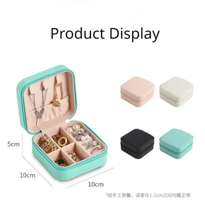 Mini Portable Jewelry Storage Box - Travel Jewelry Organizer with PU Leather Display Case for Earrings, Necklaces, and Rings