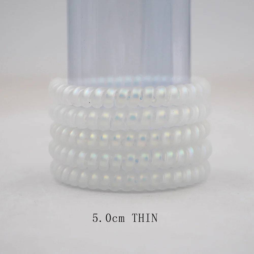 5Pcs Matte Spiral Hair Bands - Fashion Telephone Wire Elastic Hair Ties Stretchable Cord Rubber Bands for Women & Girls