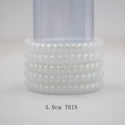 5Pcs Matte Spiral Hair Bands - Fashion Telephone Wire Elastic Hair Ties Stretchable Cord Rubber Bands for Women & Girls