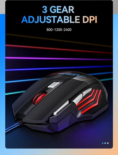 Hyperspeed USB Gaming Mouse | RGB Backlit Ergonomic 7D Wired Mouse for Laptop & PC Gamer