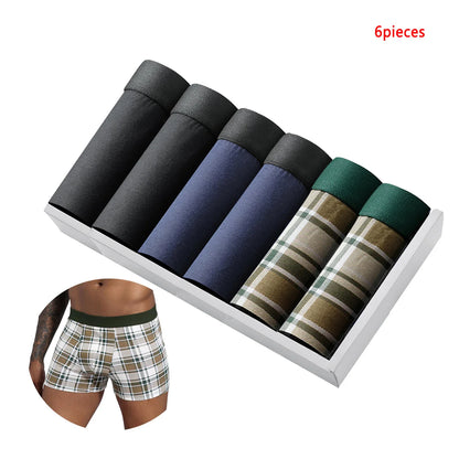 6-Pack Men’s Black Boxer Shorts – Soft Breathable Cotton Underwear Set, Comfortable Everyday Male Boxers Briefs 2024 Style