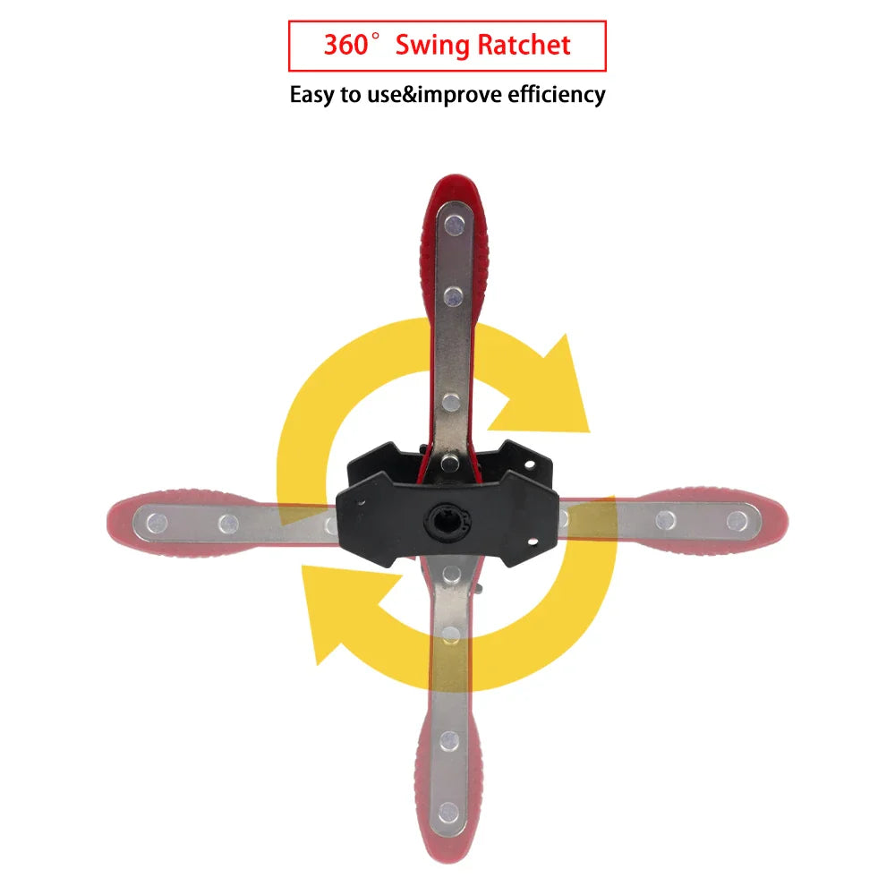 360° Swivel Ratchet Brake Caliper Press Tool with Piston Spreader & 2 Steel Plates for Disc Brake Repair