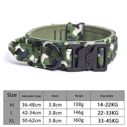 Adjustable Tactical Dog Collar with Traction Rope – Military Training Collar for Medium & Large Dogs