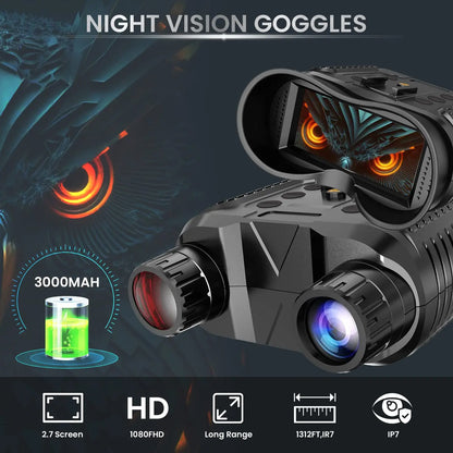 NV8160 Night Vision Binoculars | Head-Mounted Tactical Helmet Goggles with 8X Digital Zoom for Hunting