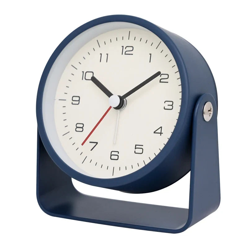 Creative Metal Minimalist Silent Alarm Clock – Small Quartz Desktop Clock for Student Desk, Room & Office Decor