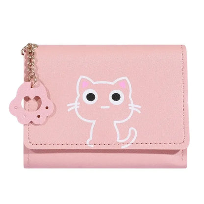 2023 New Cat-Themed Mini Wallet for Women - Cute and Fashionable Short Fold Design with Personalized Student Style