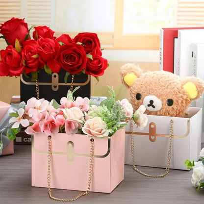 Flower Box Rose Packaging – Portable Gift Box for Valentine’s Day, Birthday, Party, Candy & Cake Wrapping