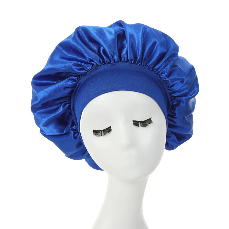 Women's Silky Satin Night Sleep Cap - Double Layer Adjustable Hair Bonnet, Shower Cap for Curly Hair Styling Accessories