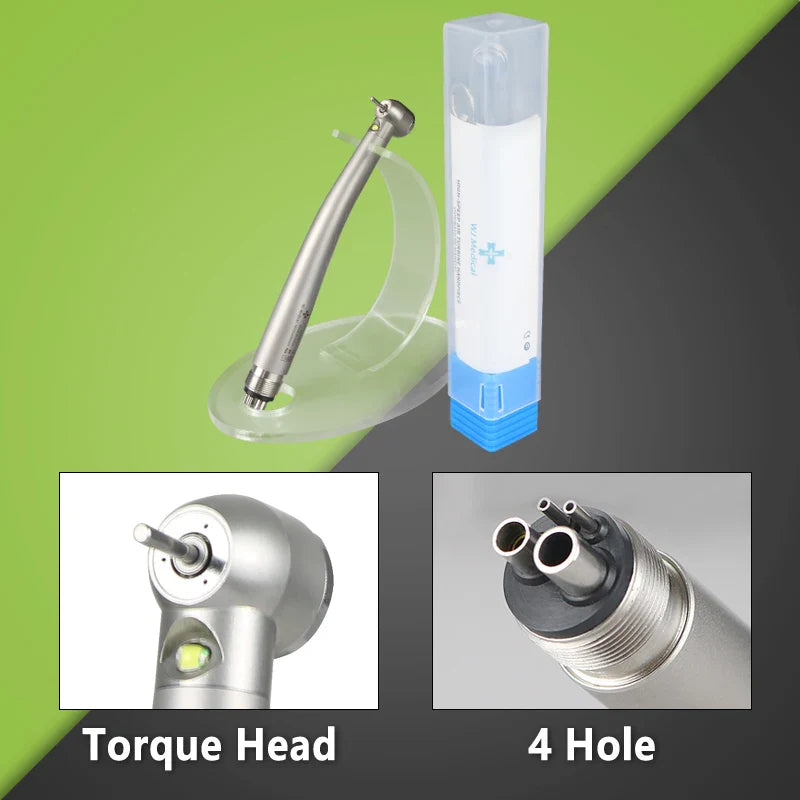 Dental LED High-Speed Handpiece — E-Generator Air Turbine with Push Button, Triple Water Spray & Dentist Tips Model B2 M4