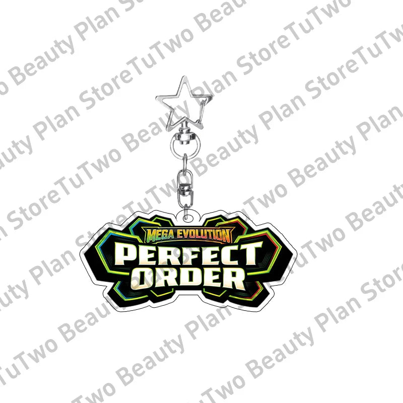 Anime PTCG Mega Evolution Acrylic Keychain – Pocket Monster Logo Cartoon Bag Pendant Keyring Collectible Gift Toy Series