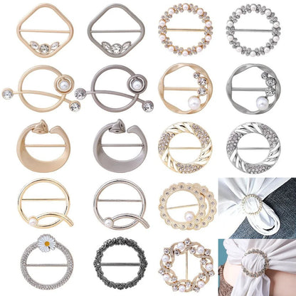 Scarf Buckle & Ring – Shawl, T-Shirt, Waist Clip Brooch, Silk Clasp Fashion Jewelry Accessory